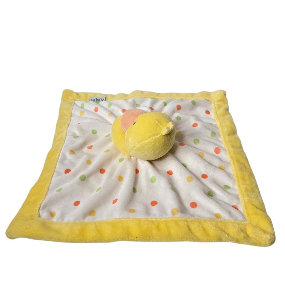 Carters Yellow Duck Lovey Security Blanket 14" Polka‎ Dot Comfort Farm Plush - Picture 4 of 9
